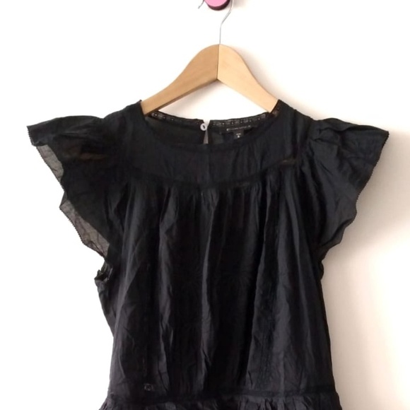 Banana Republic Selene Embroidered Romantic Victorian Safari Voile Black Dress - Picture 2 of 4